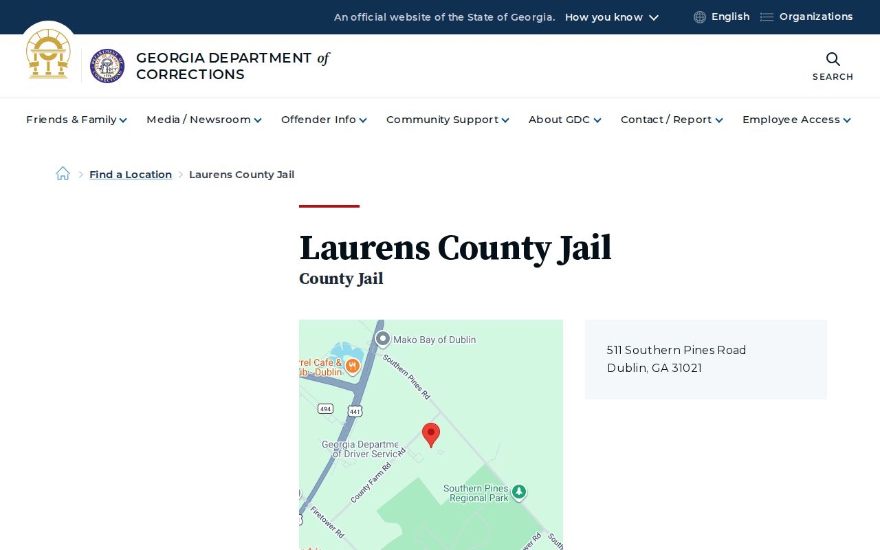 Laurens County Detention Center release records GDC listing