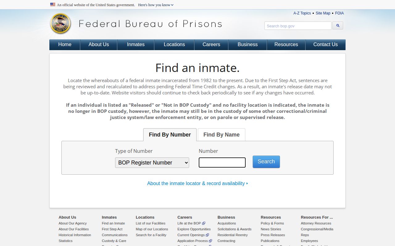 Federal inmate locator for a Laurens County federal release