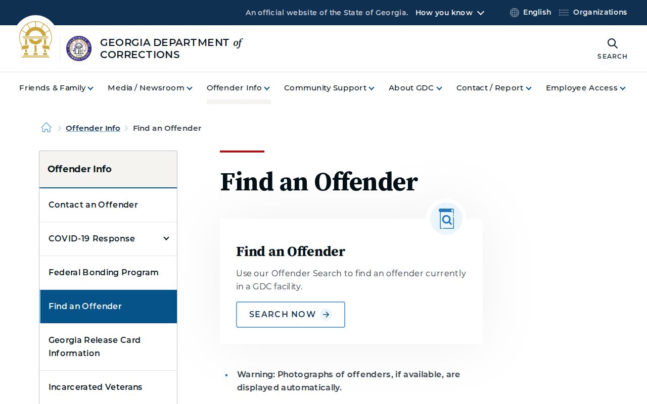 Georgia corrections offender search for Laurens County released inmates