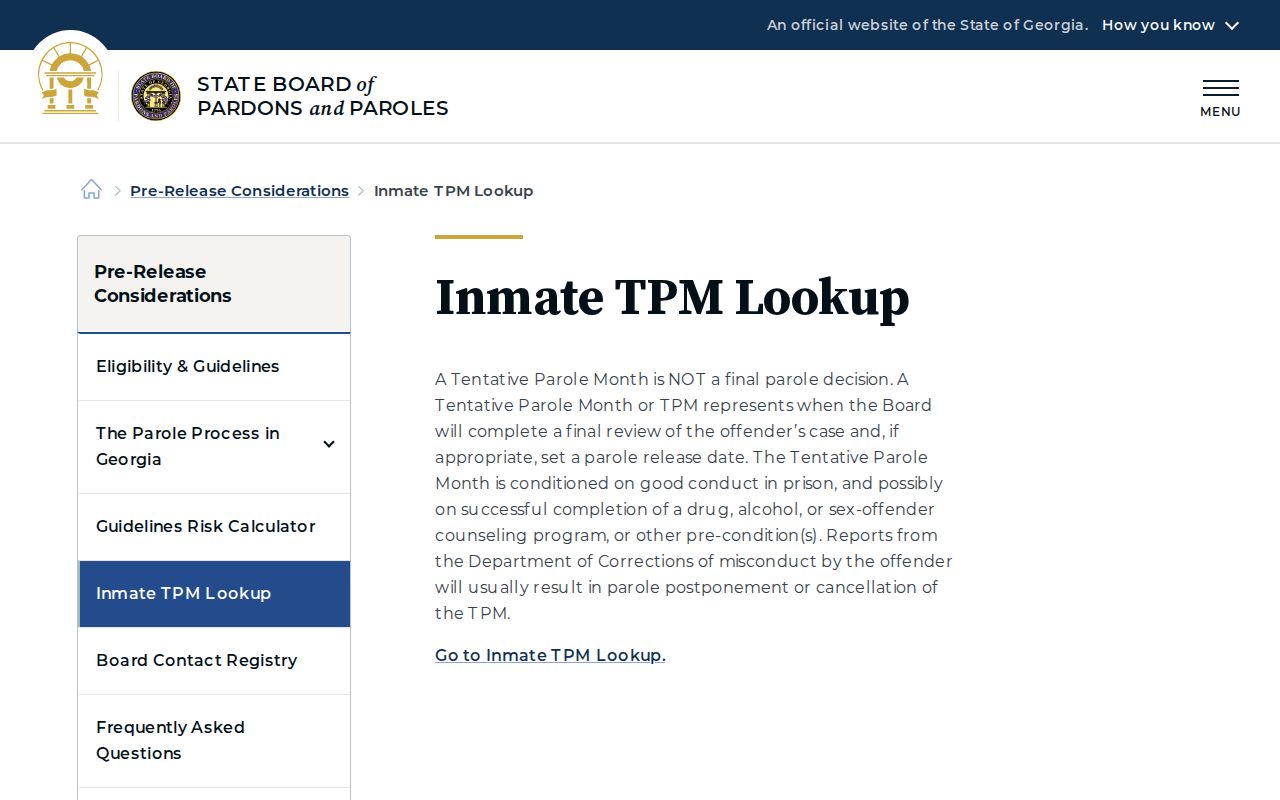 Laurens County parole status and tentative parole month lookup