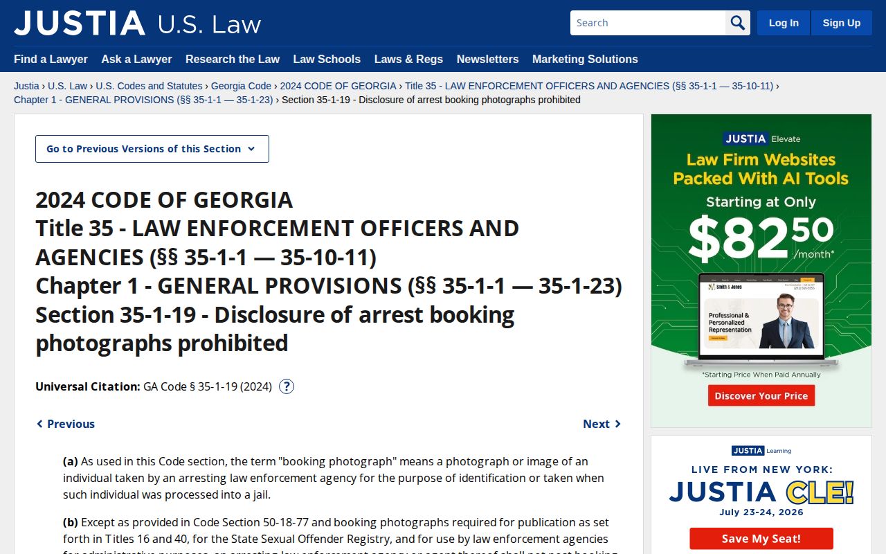 Georgia booking photograph law for Laurens County release mugshots