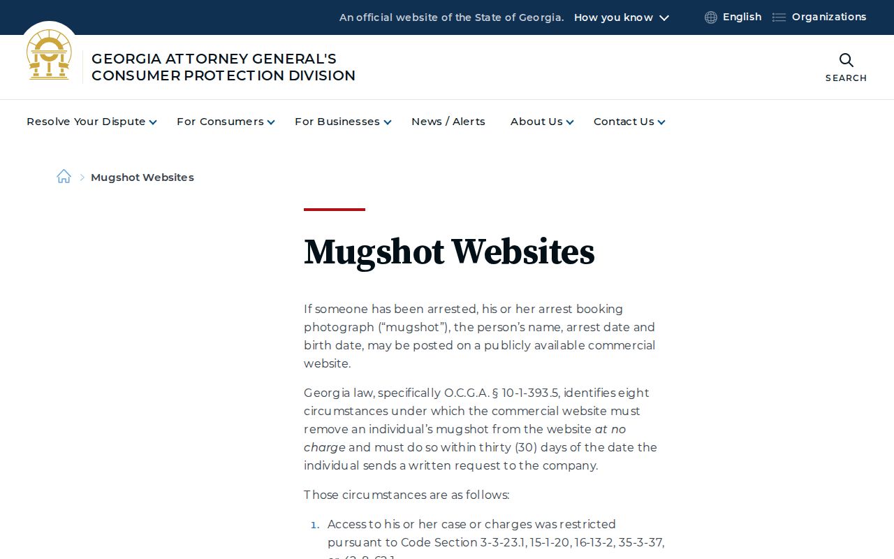 Georgia commercial mugshot removal information for Laurens County records